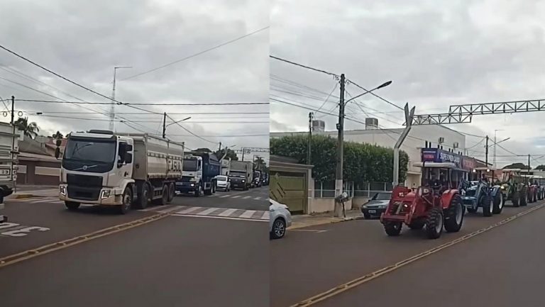 Produtores de Parapuã participam de ‘tratoraço’ contra aumento na alíquota do ICMS