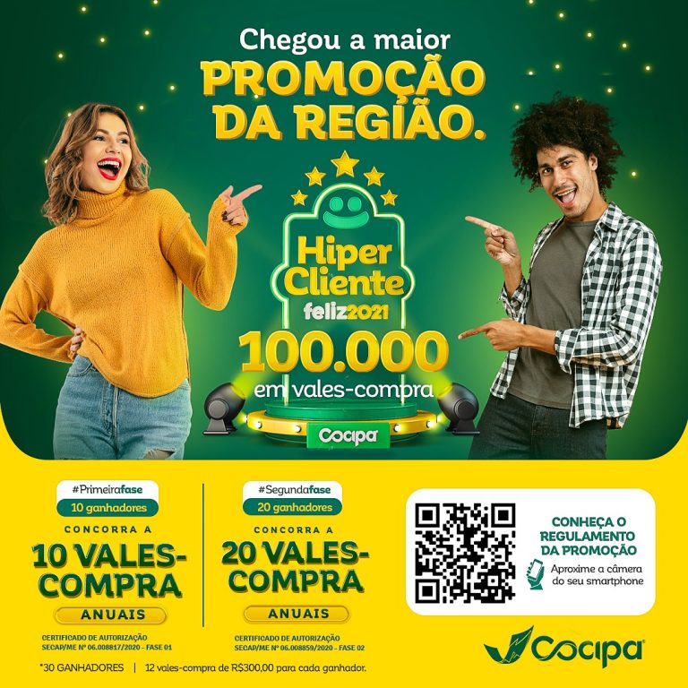 Cocipa realiza segundo sorteio do Hiper Cliente Feliz neste sábado