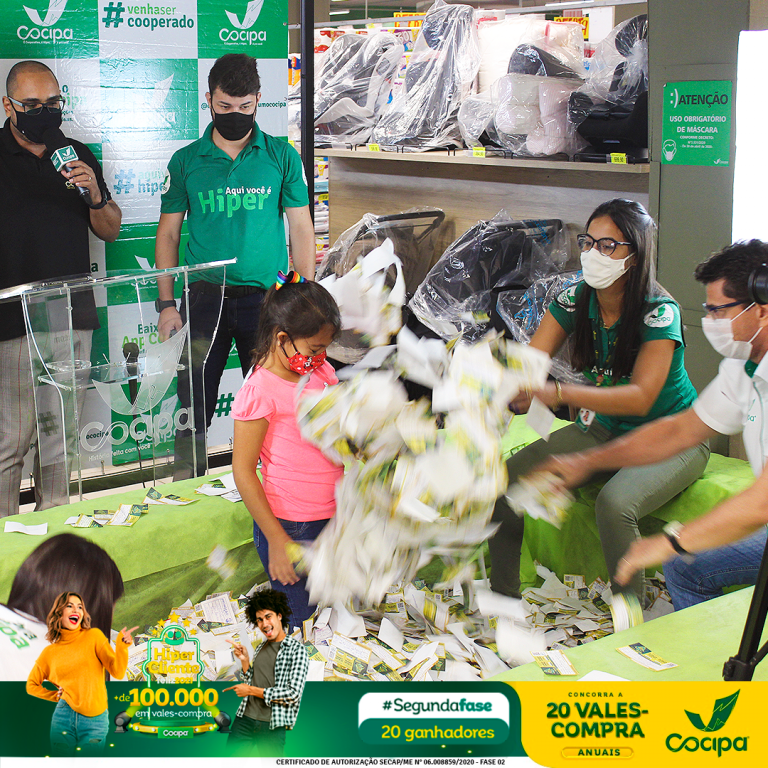 ‘Hiper Cliente Feliz’ faz 20 novos contemplados com vales-compra mensais de R$ 300 na Cocipa
