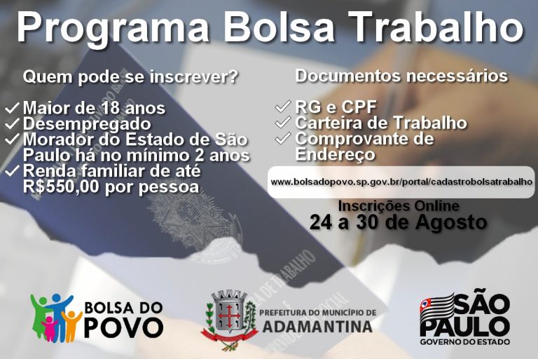 Programa Bolsa Trabalho está com inscrições abertas em Adamantina