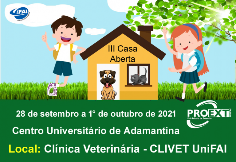III Casa Aberta ocorre de 28 de setembro a 1º de outubro na Clínica Veterinária