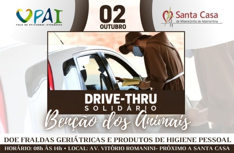 Drive-thru solidário com benção de animais ocorre no próximo sábado em Adamantina