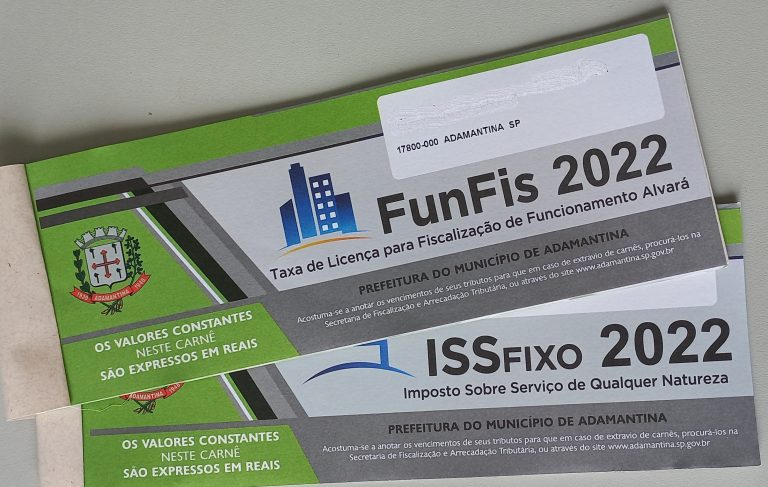 Adamantina inicia distribuição de carnês de ISS e Alvará de 2022