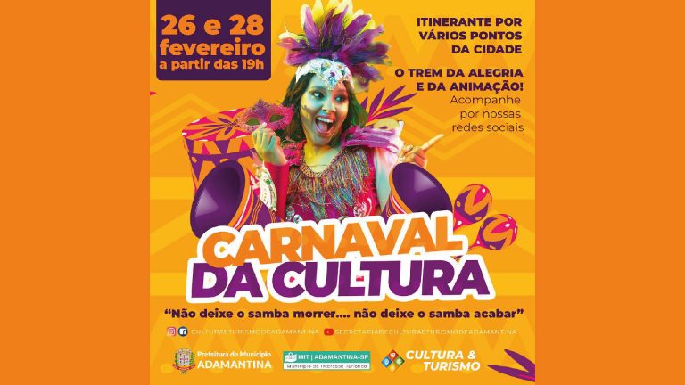 Carnaval Itinerante percorre às ruas de Adamantina neste sábado e na segunda