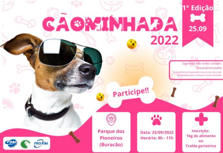 Neste domingo, 25, tem “Cãominhada”  no Parque dos Pioneiros