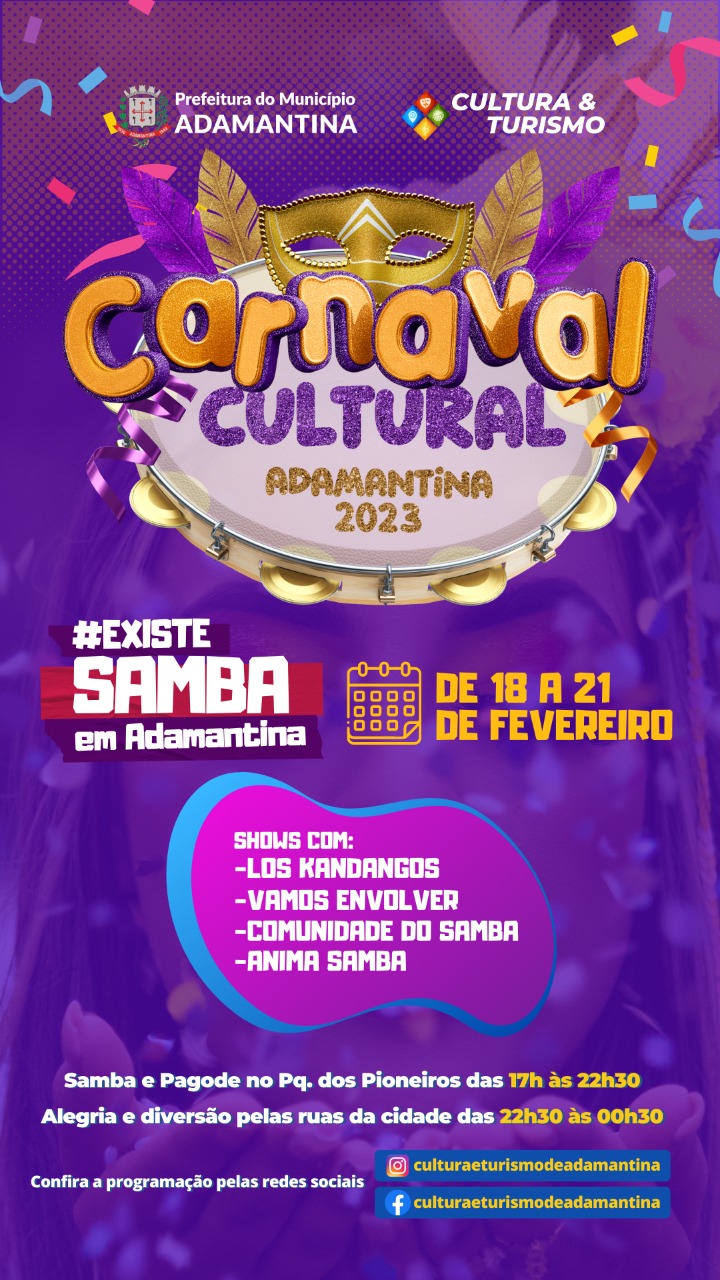 “Existe Samba em Adamantina”. Carnaval Cultural será realizado no Parque dos Pioneiros e contará com o trem da folia