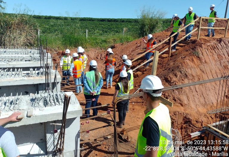 Alunos de Engenharia Civil realizam visita técnica às obras de duplicação da SP-294
