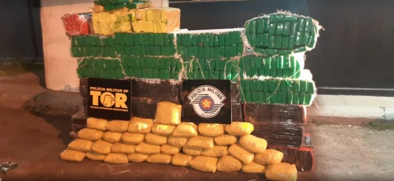 Fiscalização apreende meia tonelada de maconha e skank na SP-294, em Inúbia Paulista