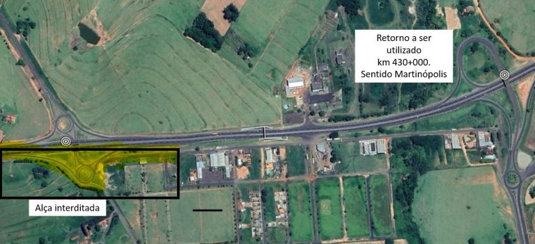 Obras interditam alça na SP-425, em Martinópolis