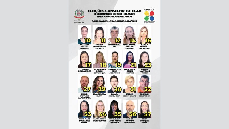 Adamantina divulga relação dos candidatos à eleição do Conselho Tutelar