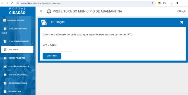 Carnês de IPTU já estão disponíveis no site da Prefeitura de Adamantina