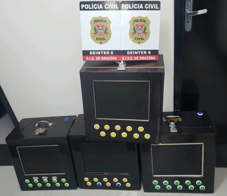 Polícia Civil apreende quatro máquinas caça-níqueis em ação de combate a jogos de azar, em Dracena