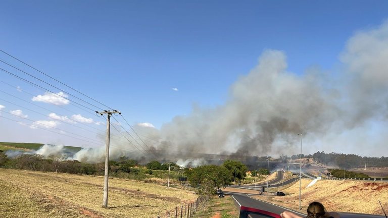 Incêndio atinge vegetação próximo a rodovia, em Flórida Paulista e causa transtornos