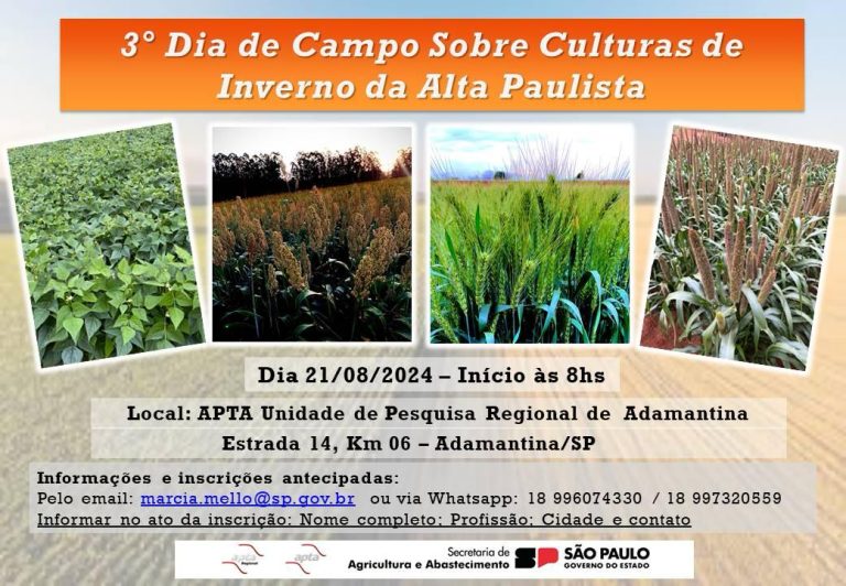 APTA de Adamantina realiza 3ª edição do Dia de Campo sobre Culturas de Inverno da Alta Paulista