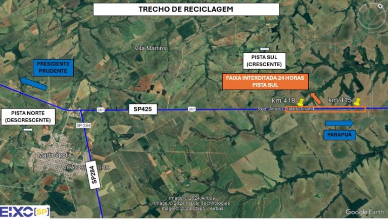 Obras em Rodovia Assis Chateaubriand entre Parapuã e Martinópolis seguem até o dia 23 de setembro