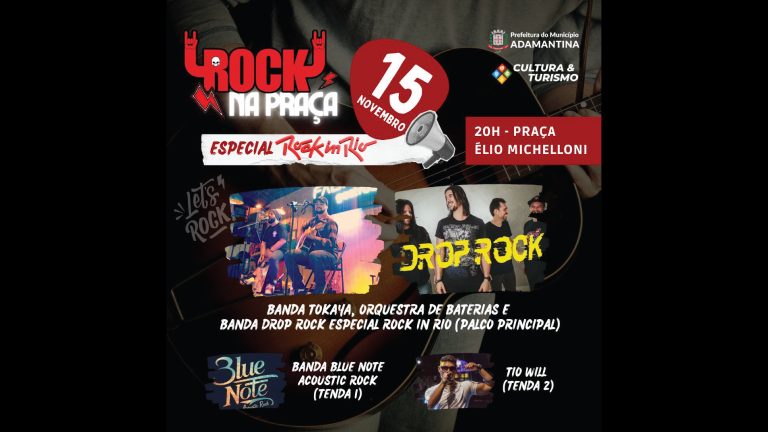 Praça Elio Micheloni recebe Rock na Praça nesta sexta