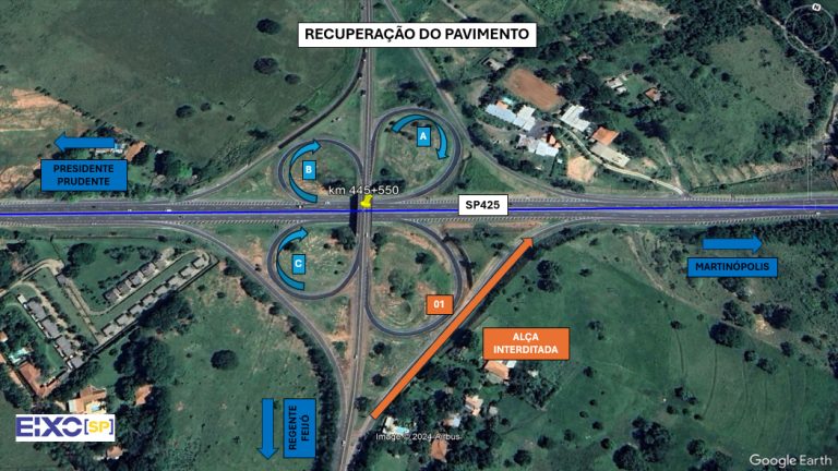 Eixo SP interdita alça de acesso à SP-425 para melhorias
