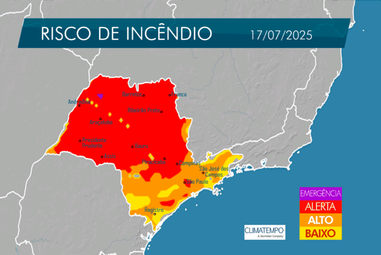 Tempo seco aumenta o risco de incêndios em grande parte do estado, inclusive na região