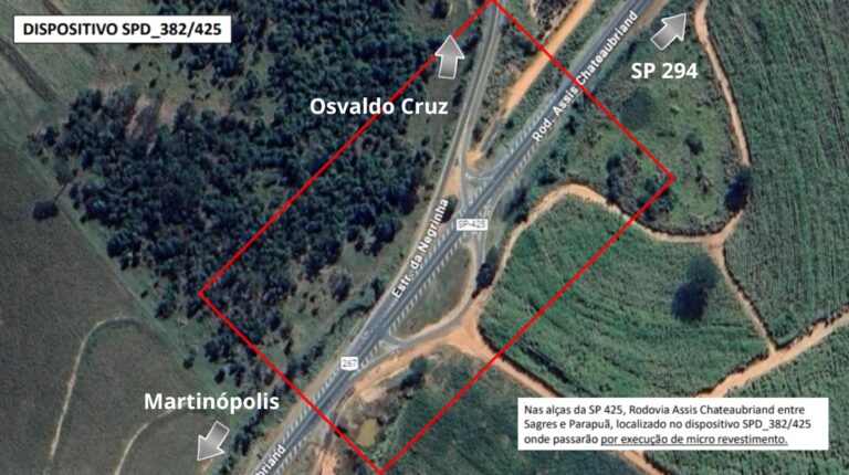 Alças da SP-425 são interditadas para obras em dispositivo de acesso a Osvaldo Cruz