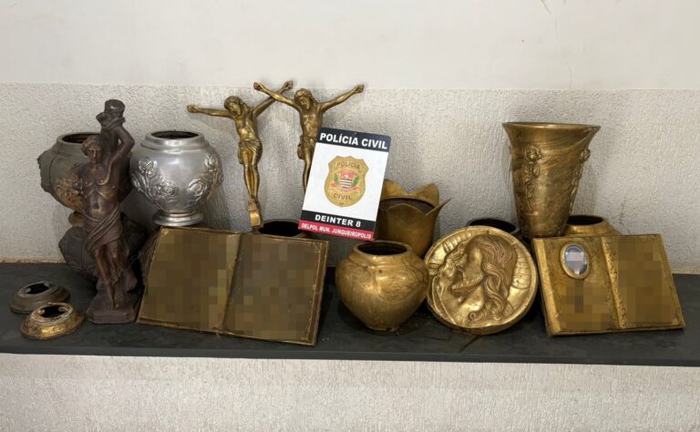 Polícia Civil recupera peças de bronze furtadas do Cemitério Municipal de Junqueirópolis