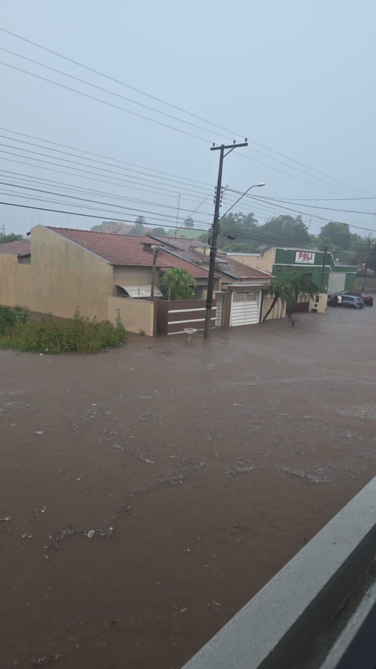 Chuva intensa provoca alagamentos e danos em Lucélia nesta sexta