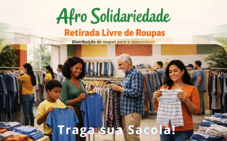 Afro Solidariedade distribui roupas e acessórios gratuitamente nesta quinta e sexta