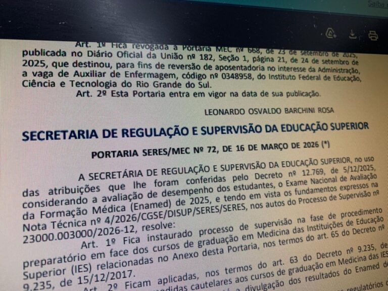 MEC reconhece erro e retira FAI de lista de supervisão de cursos de Medicina